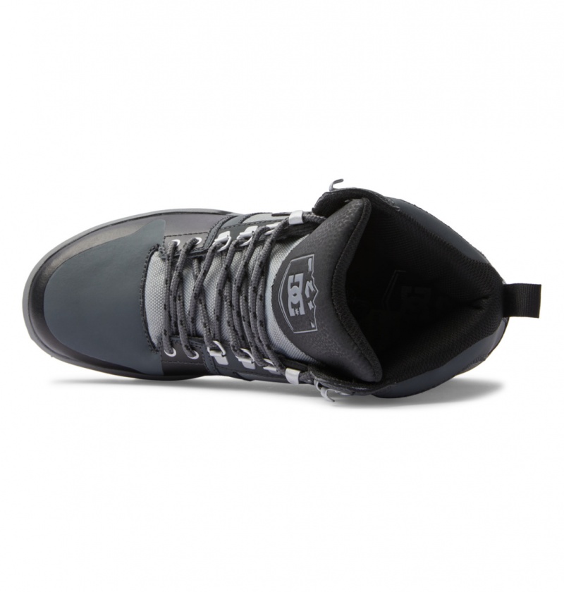 Black / Grey / Black DC Shoes Pure Hi - Water Resistant High Top Leather Boots | AHY-234195