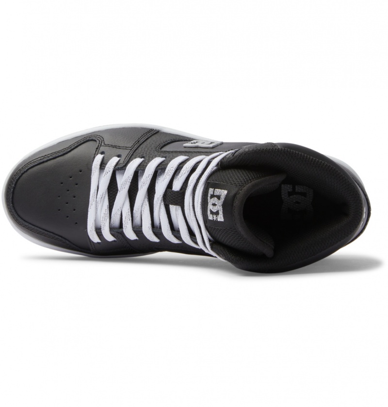 Black / Silver DC Shoes Manteca 4 Hi - High-Top Leather Shoes | HJU-310729