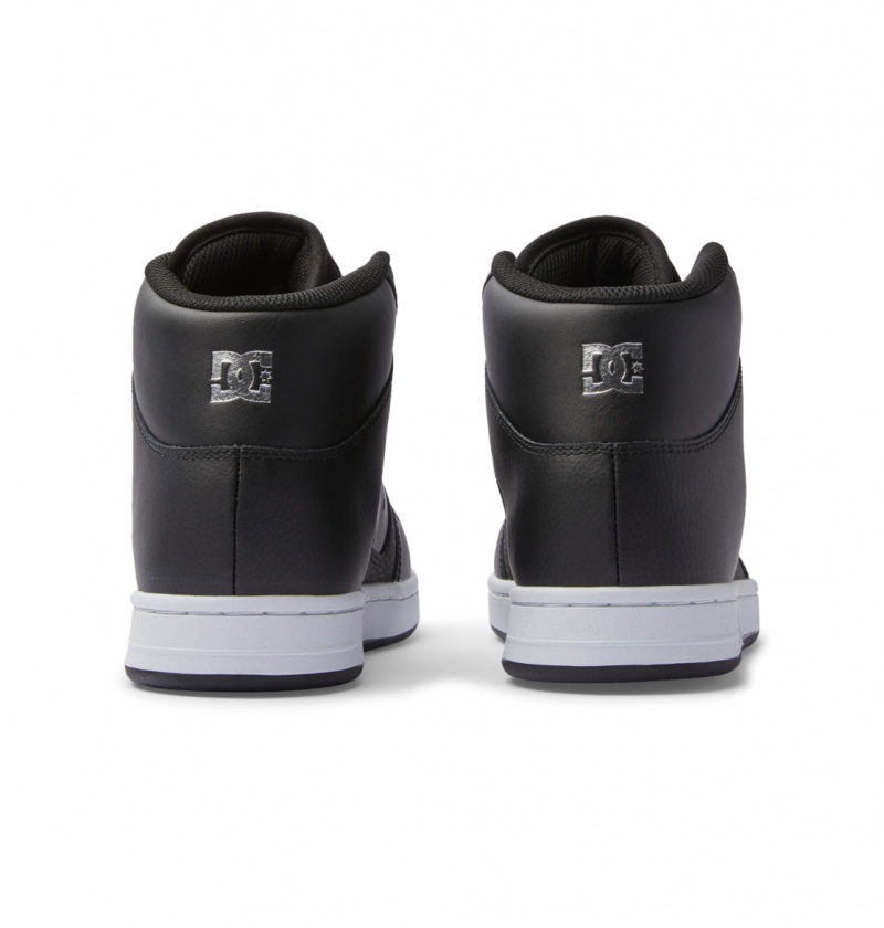 Black / Silver DC Shoes Manteca 4 Hi - High-Top Leather Shoes | HJU-310729