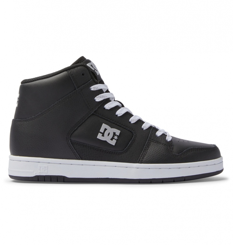 Black / Silver DC Shoes Manteca 4 Hi - High-Top Leather Shoes | HJU-310729