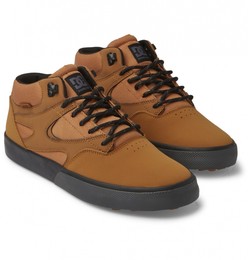 Black / Wheat DC Shoes Kalis Vulc Mid Wnt - Mid-Top Shoes | ECP-032671