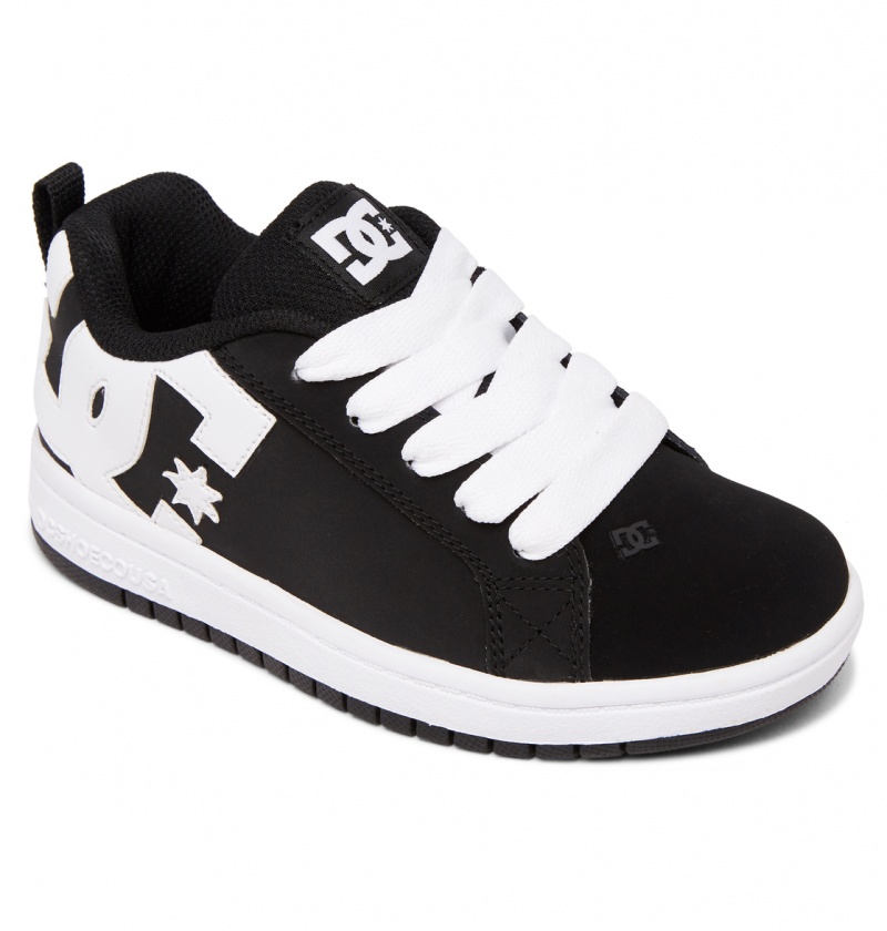 Black / White DC Shoes Court Graffik - Leather Shoes | ASJ-694120