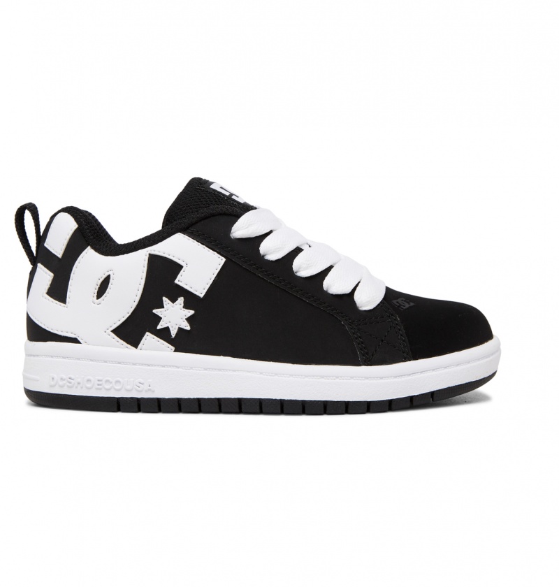 Black / White DC Shoes Court Graffik - Leather Shoes | ASJ-694120