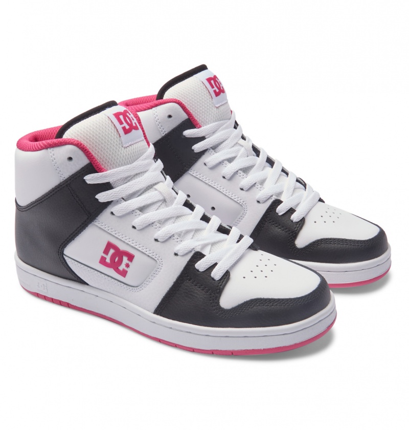 Black / White / Pink DC Shoes Manteca 4 Hi - High-Top Leather Shoes | IXU-862510