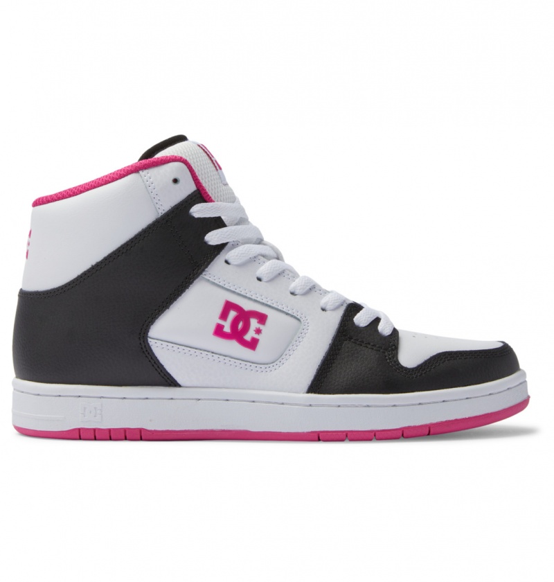 Black / White / Pink DC Shoes Manteca 4 Hi - High-Top Leather Shoes | IXU-862510