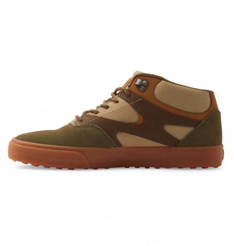 Brown / Dk Chocolate DC Shoes Kalis Vulc Mid Wnt - Mid-Top Shoes | WHS-097125