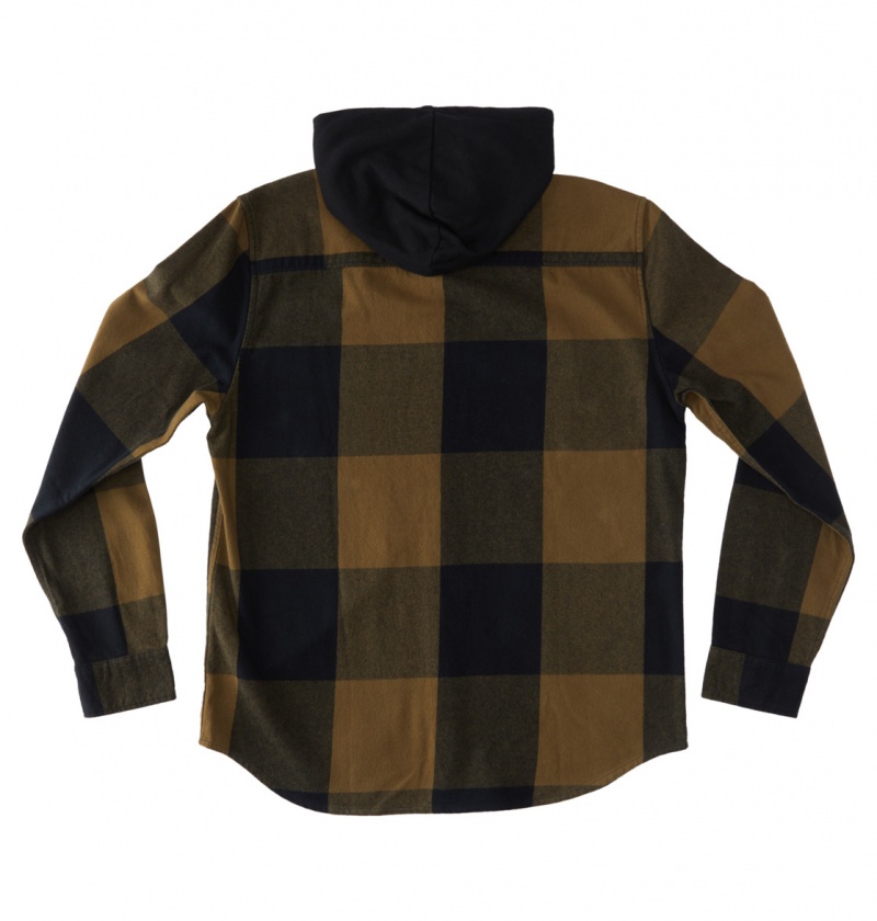 Capers / Black Plaid DC Shoes Ruckus - Hooded Long Sleeve Shirt | WYA-702546