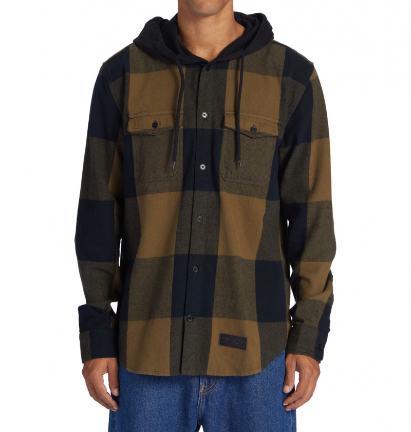 Capers / Black Plaid DC Shoes Ruckus - Hooded Long Sleeve Shirt | WYA-702546