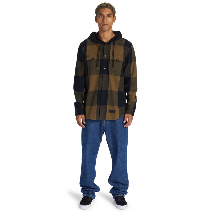 Capers / Black Plaid DC Shoes Ruckus - Hooded Long Sleeve Shirt | WYA-702546