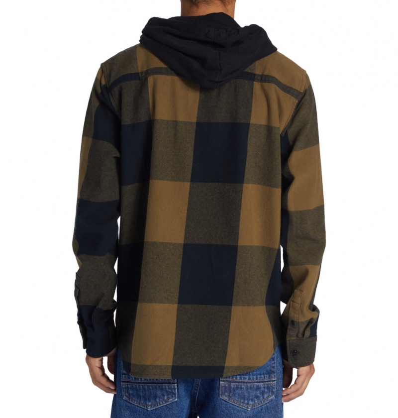 Capers / Black Plaid DC Shoes Ruckus - Hooded Long Sleeve Shirt | WYA-702546