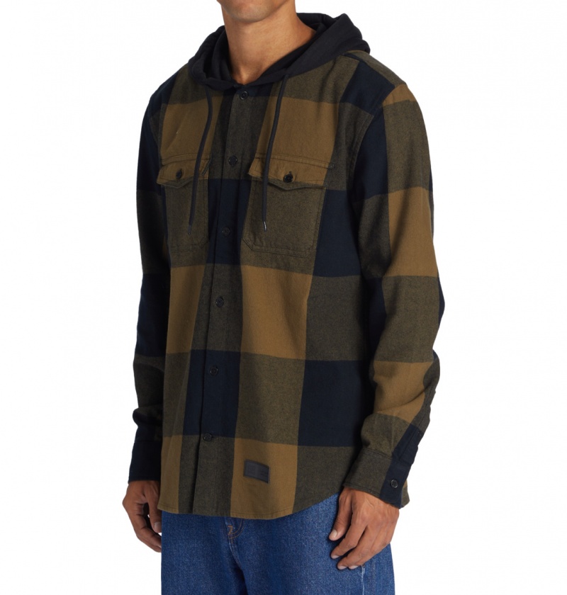 Capers / Black Plaid DC Shoes Ruckus - Hooded Long Sleeve Shirt | WYA-702546