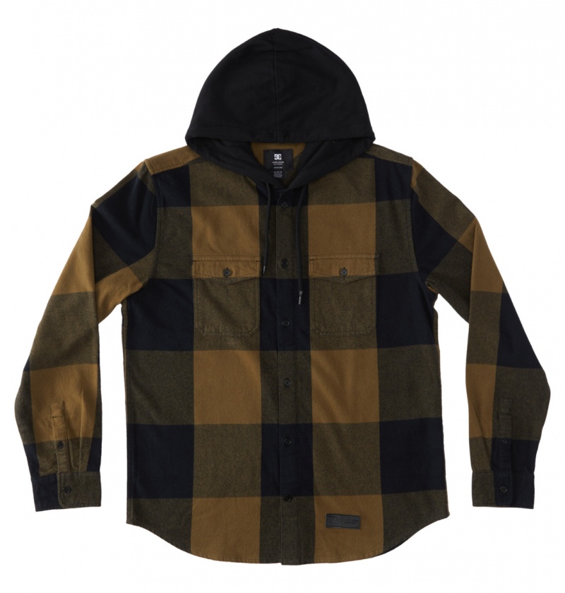 Capers / Black Plaid DC Shoes Ruckus - Hooded Long Sleeve Shirt | WYA-702546