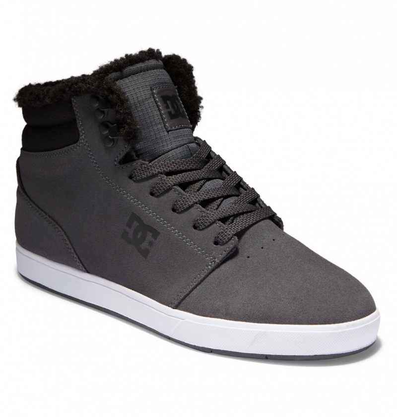 Charcoal DC Shoes Crisis 2 Hi Wnt - High Top Leather Winterized Shoes | PTX-106793