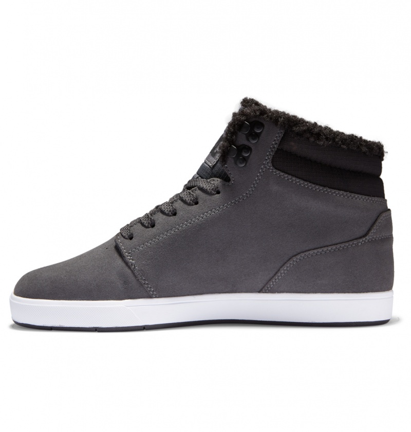 Charcoal DC Shoes Crisis 2 Hi Wnt - High Top Leather Winterized Shoes | PTX-106793