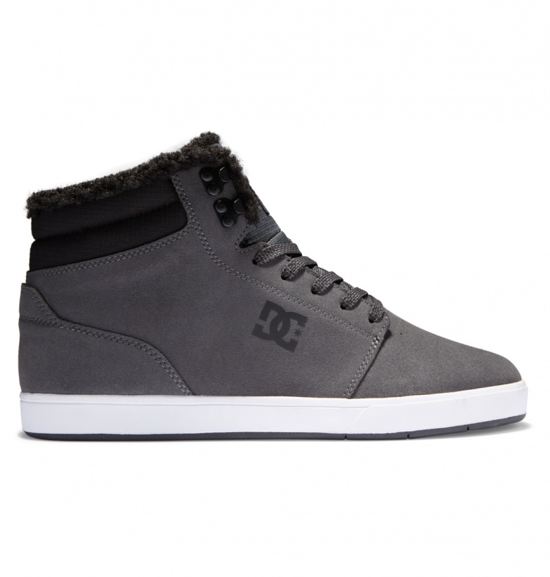 Charcoal DC Shoes Crisis 2 Hi Wnt - High Top Leather Winterized Shoes | PTX-106793