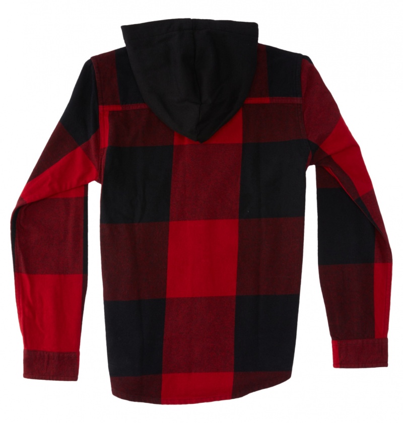 Chili Pepper / Black Plaid DC Shoes Ruckus - Hooded Long Sleeve Shirt 10-16 | FRN-713504