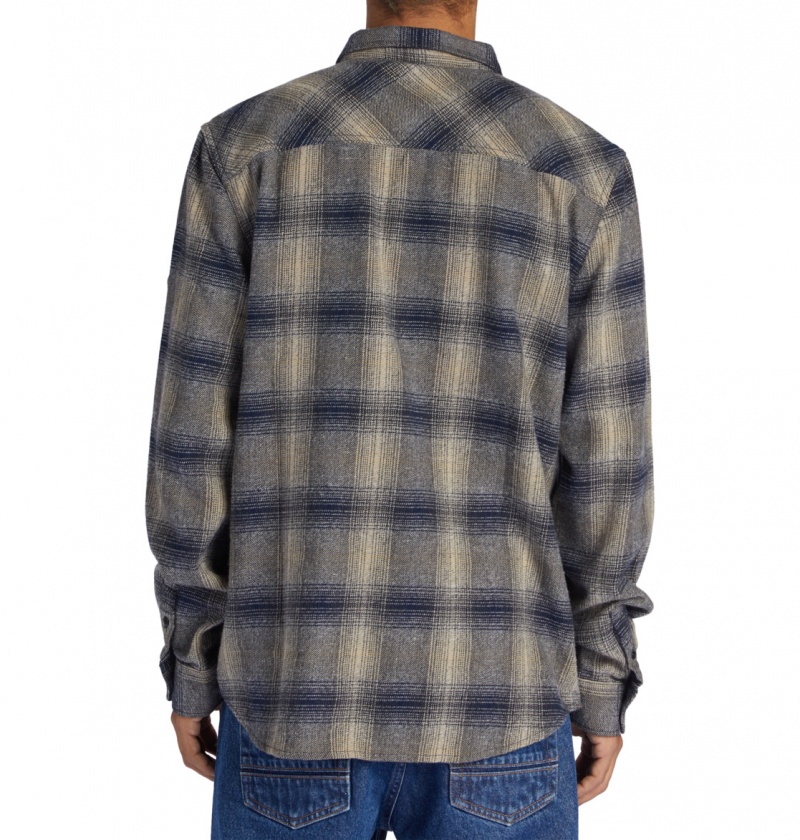 Dress Blue / Plaza Toupe Plaid DC Shoes Marshal Flannel - Long Sleeve Shirt | BXK-357694