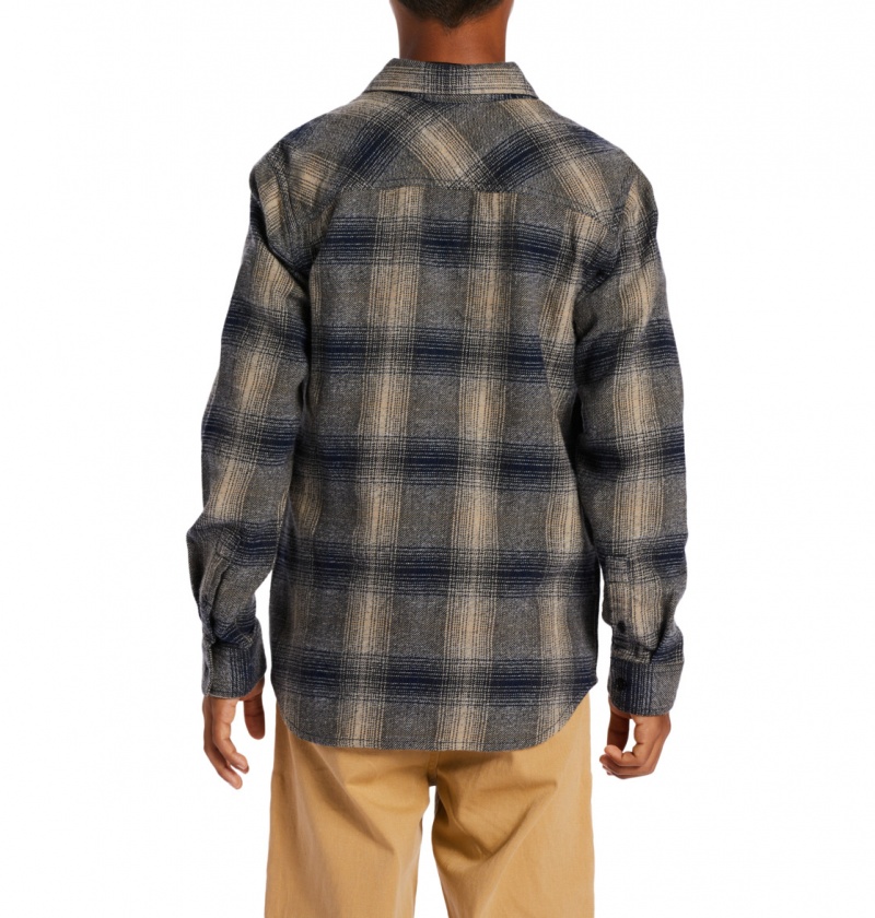 Dress Blue / Plaza Toupe Plaid DC Shoes Marshal Flannel - Long Sleeve Shirt 10-16 | ORD-526107