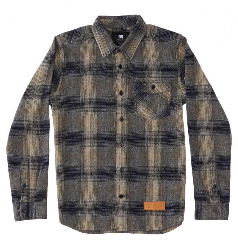 Dress Blue / Plaza Toupe Plaid DC Shoes Marshal Flannel - Long Sleeve Shirt 10-16 | ORD-526107