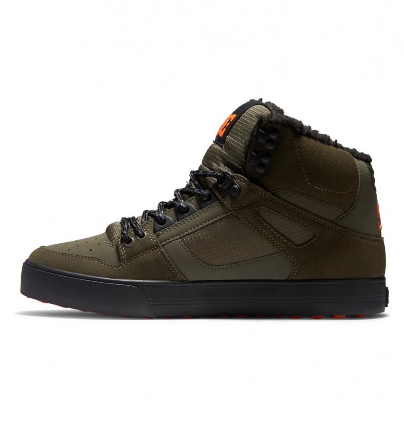 Dusty Olive / Orange DC Shoes Pure High WNT - Winter High-Top Boots | EAF-036417