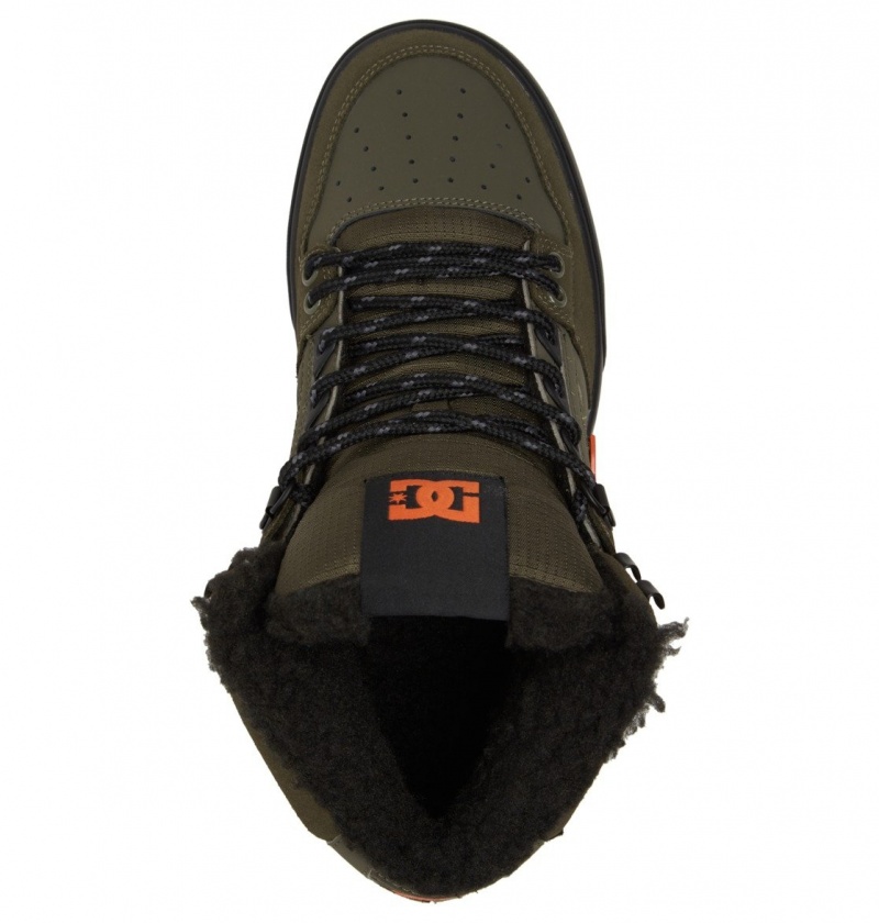 Dusty Olive / Orange DC Shoes Pure High WNT - Winter High-Top Boots | EAF-036417