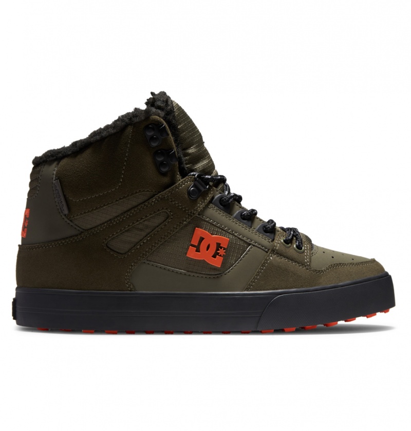 Dusty Olive / Orange DC Shoes Pure High WNT - Winter High-Top Boots | EAF-036417