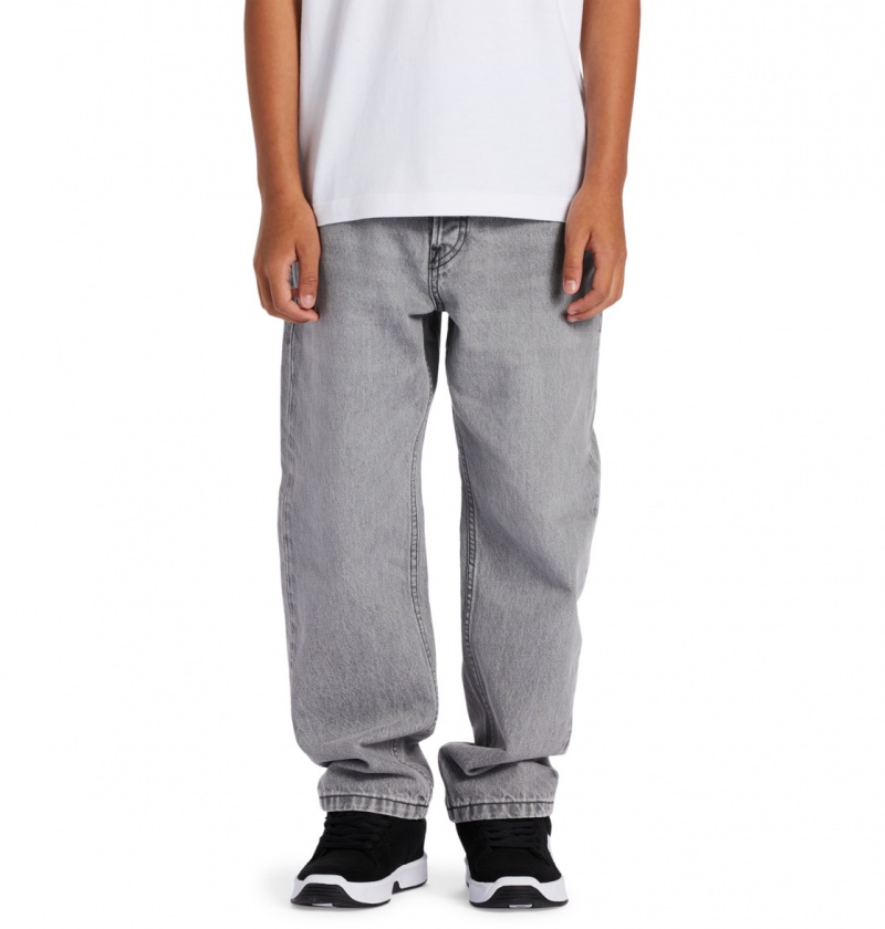 Grey Wash DC Shoes Worker - Baggy Fit Jeans 8-16 | DQG-954106