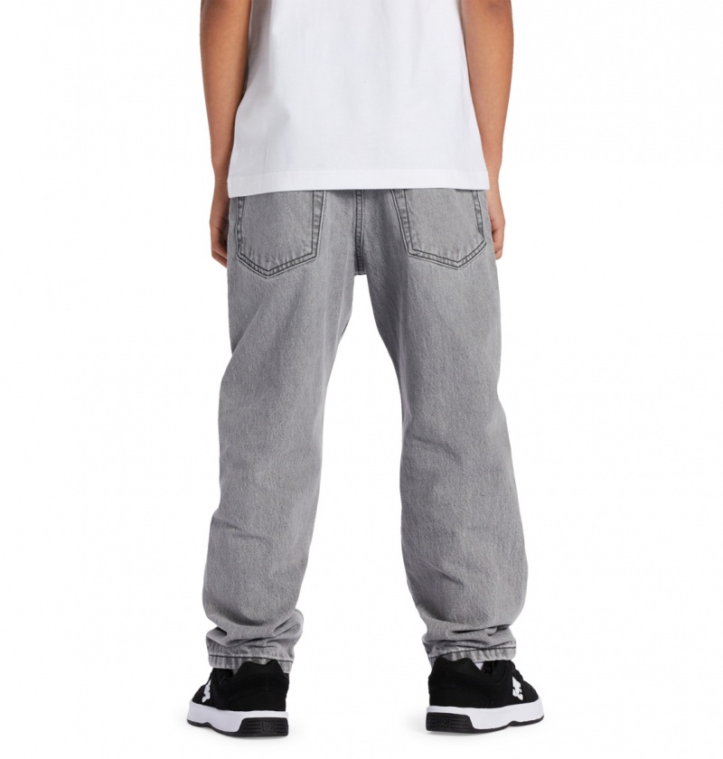 Grey Wash DC Shoes Worker - Baggy Fit Jeans 8-16 | DQG-954106