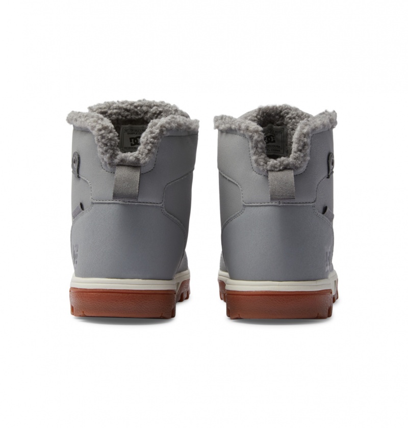 Grey / Gum DC Shoes Woodland - Sherpa Lined Leather Boots | LJS-123058