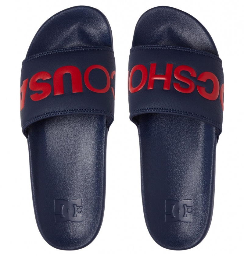 Navy / Red DC Shoes DC Slide - Slider Sandals | PKR-341709