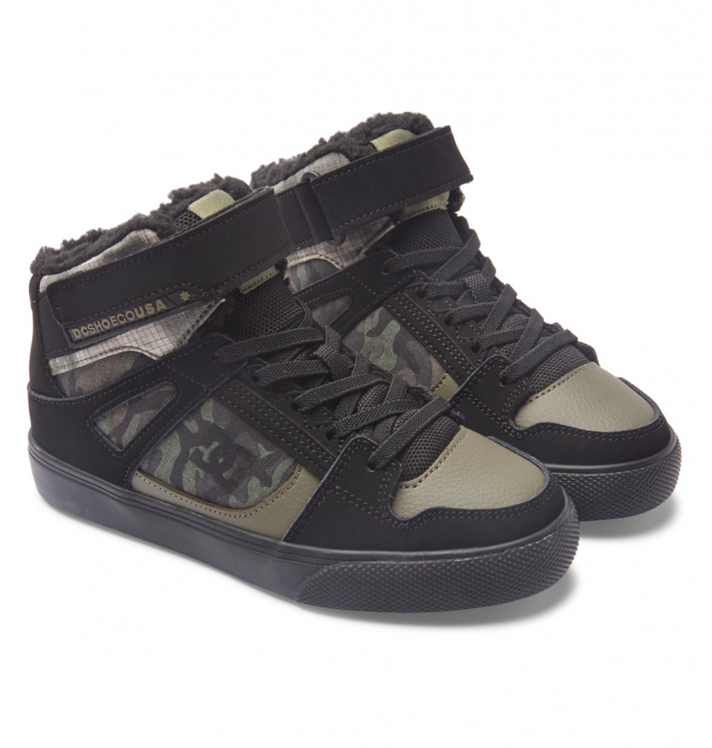 Olive Camouflage DC Shoes Pure High WNT - Winter High-Top Boots | XFZ-920471