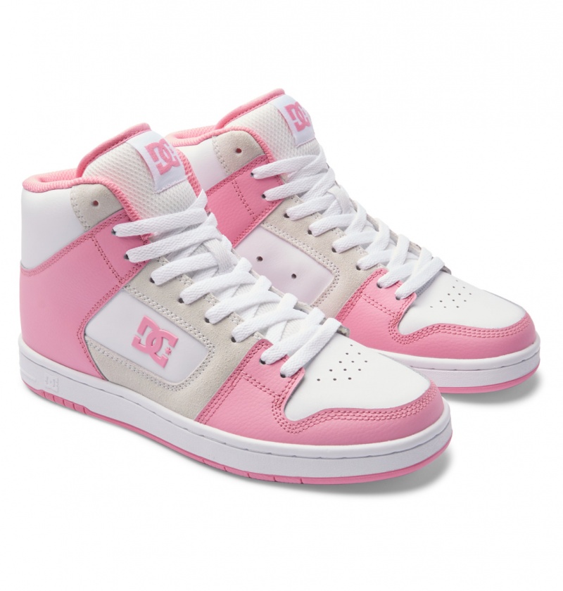 Pink / White DC Shoes Manteca 4 Hi - High-Top Leather Shoes | MAQ-815723