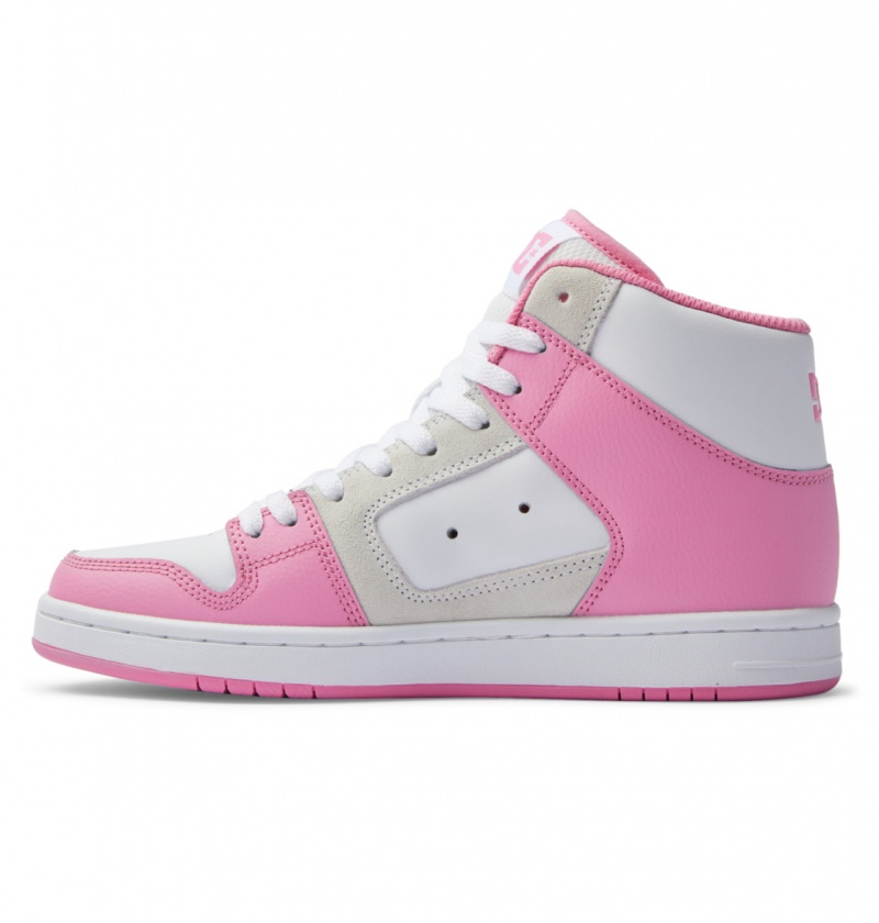 Pink / White DC Shoes Manteca 4 Hi - High-Top Leather Shoes | MAQ-815723