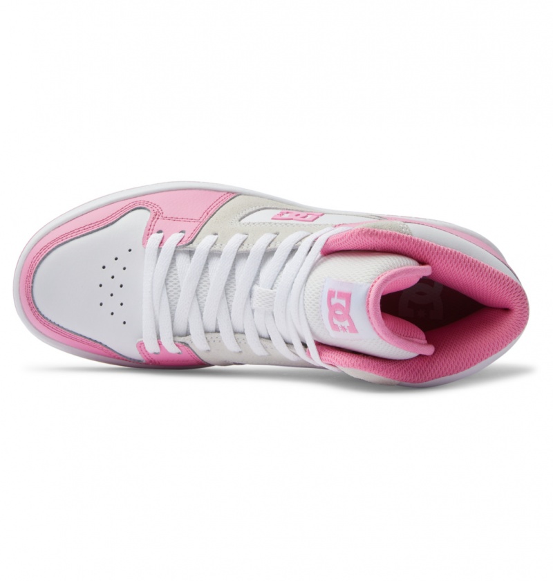 Pink / White DC Shoes Manteca 4 Hi - High-Top Leather Shoes | MAQ-815723