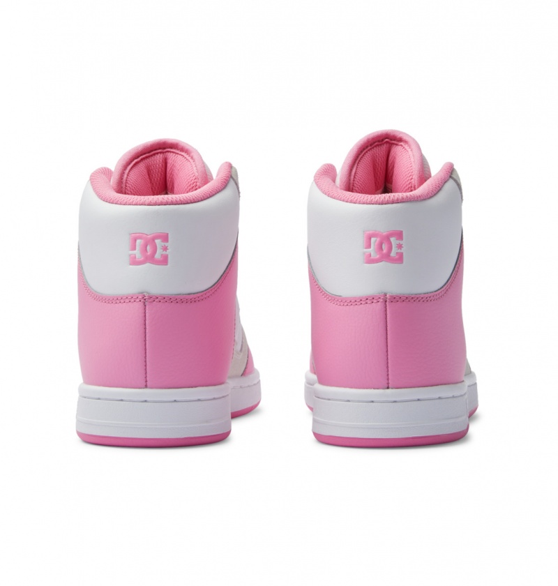 Pink / White DC Shoes Manteca 4 Hi - High-Top Leather Shoes | MAQ-815723