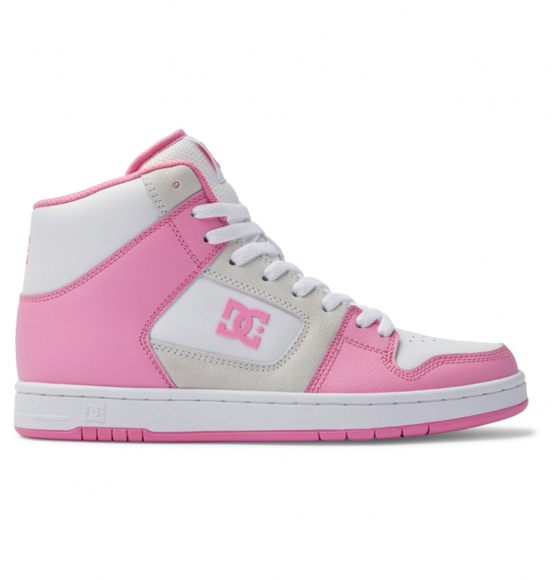 Pink / White DC Shoes Manteca 4 Hi - High-Top Leather Shoes | MAQ-815723