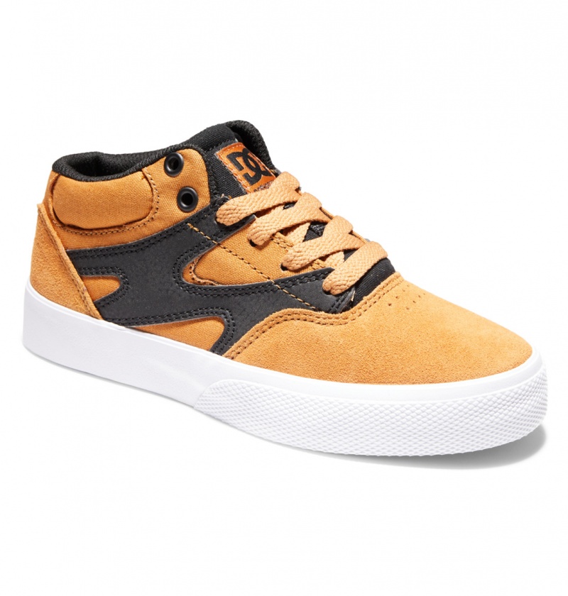 Wheat / Black DC Shoes Kalis Vulc - Mid-Top Leather Shoes | WFU-179362