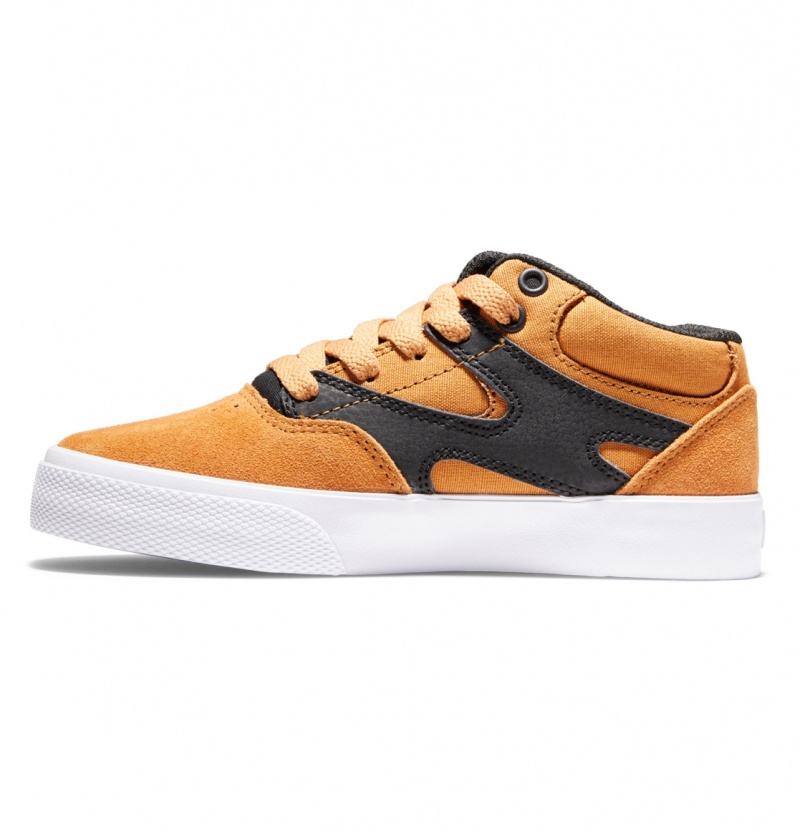 Wheat / Black DC Shoes Kalis Vulc - Mid-Top Leather Shoes | WFU-179362