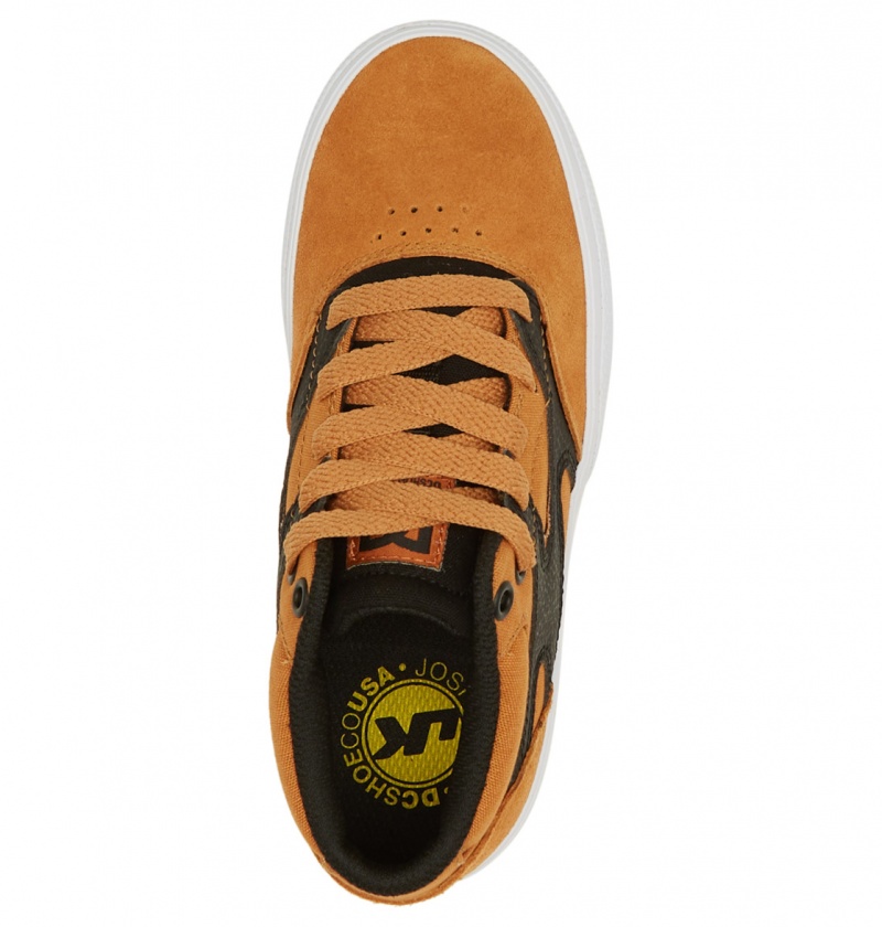 Wheat / Black DC Shoes Kalis Vulc - Mid-Top Leather Shoes | WFU-179362