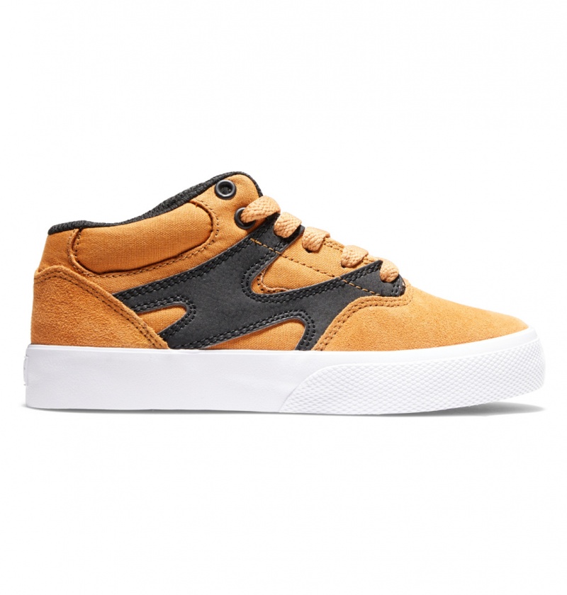 Wheat / Black DC Shoes Kalis Vulc - Mid-Top Leather Shoes | WFU-179362