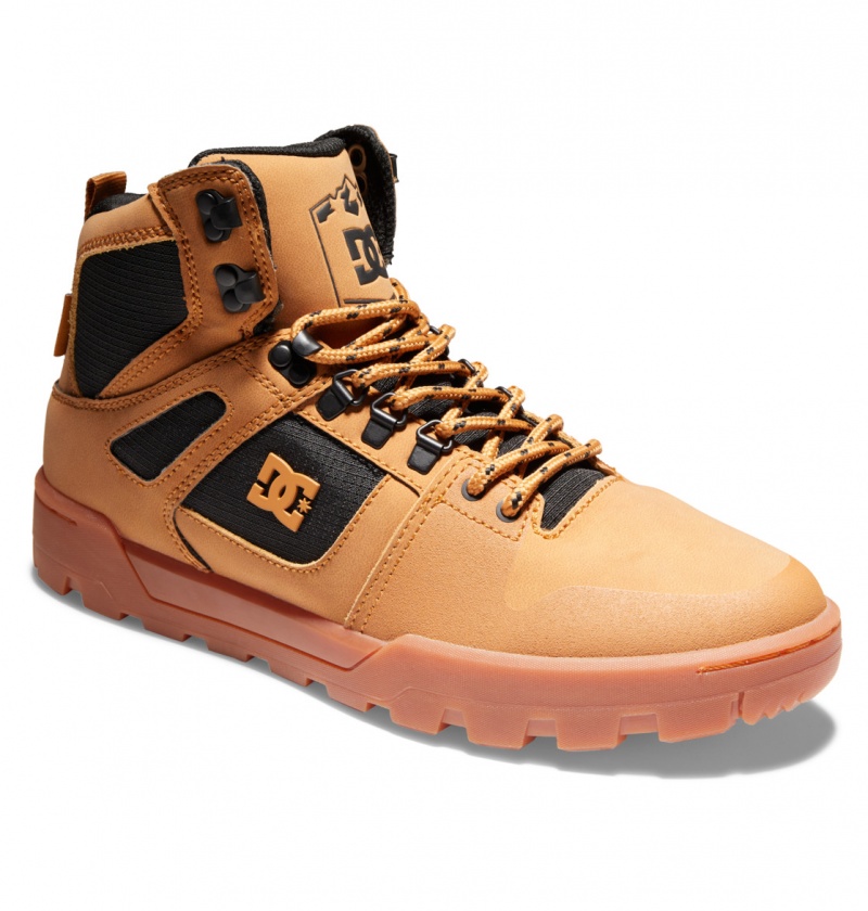 Wheat / Black DC Shoes Pure Hi - Water Resistant High Top Leather Boots | SMP-205413