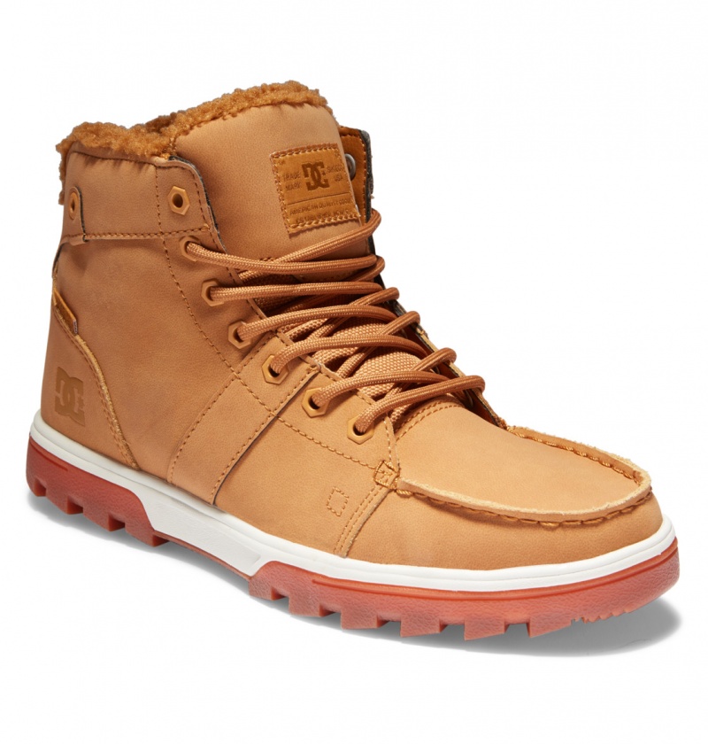 Wheat / Dk Chocolate DC Shoes Woodland - Sherpa Lined Leather Boots | KOR-719486