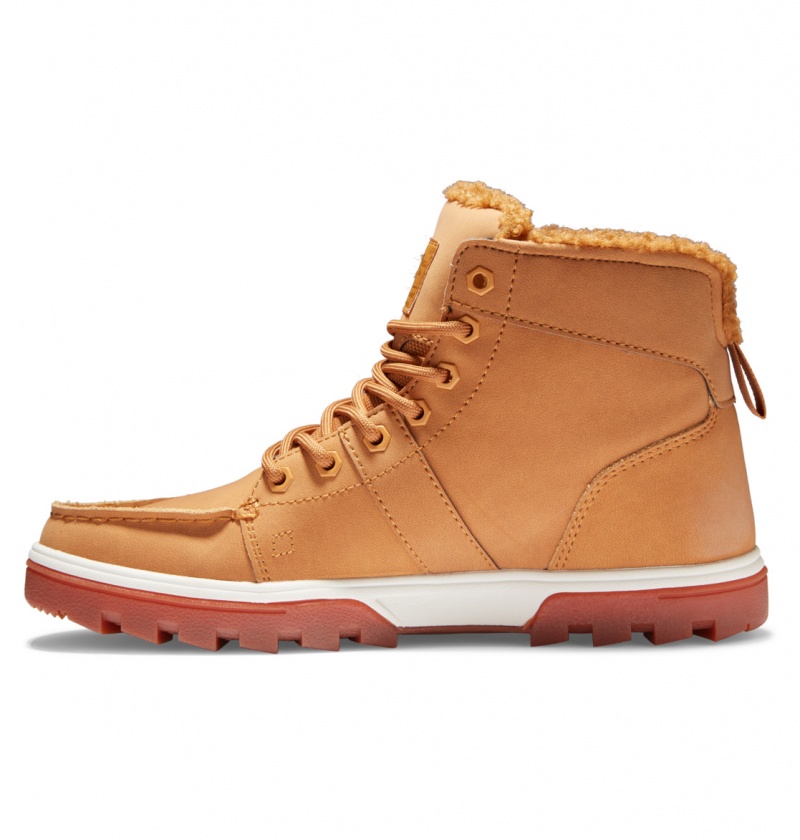 Wheat / Dk Chocolate DC Shoes Woodland - Sherpa Lined Leather Boots | KOR-719486