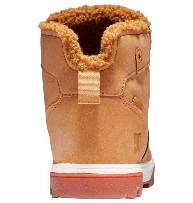 Wheat / Dk Chocolate DC Shoes Woodland - Sherpa Lined Leather Boots | KOR-719486