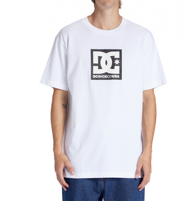 White / Black Leopard DC Shoes DC Square Star Fill - T-Shirt | ECB-170923