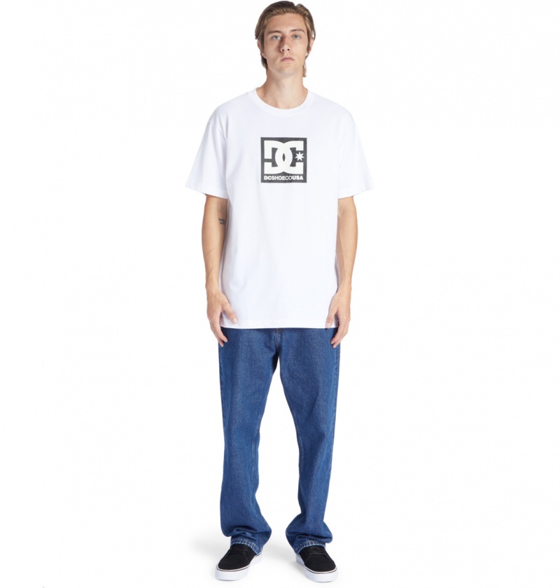 White / Black Leopard DC Shoes DC Square Star Fill - T-Shirt | ECB-170923