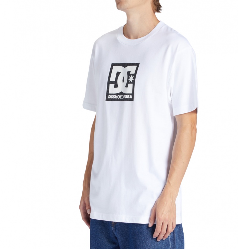 White / Black Leopard DC Shoes DC Square Star Fill - T-Shirt | ECB-170923