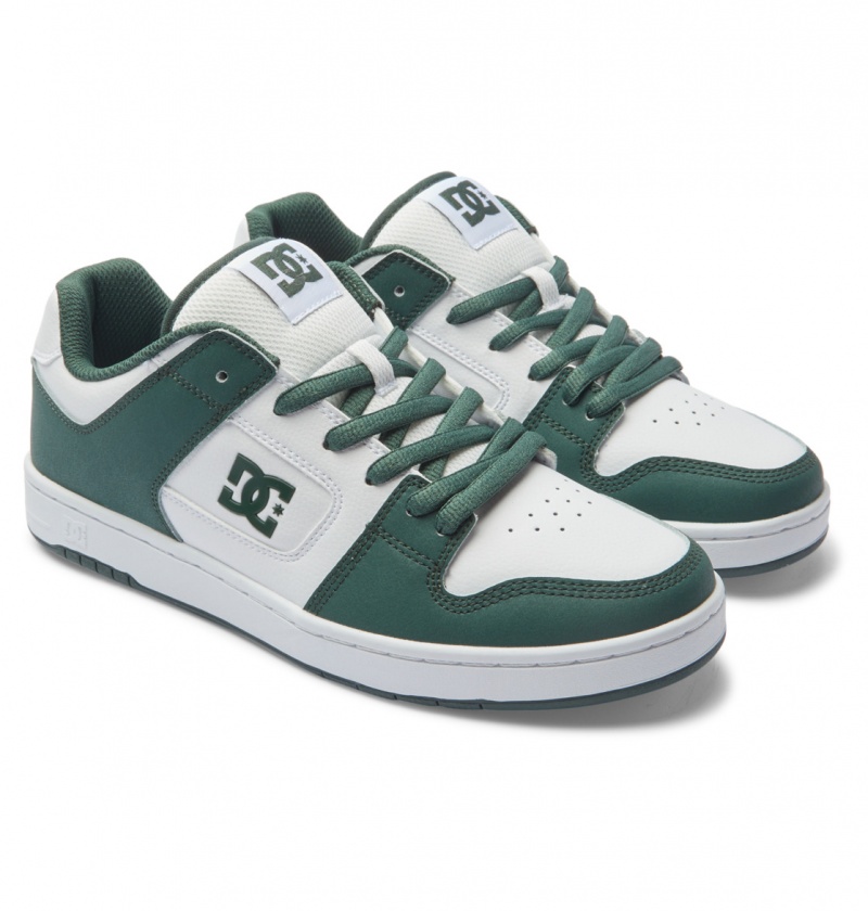 White / Dark Olive DC Shoes Manteca - Leather Shoes | CDV-629370