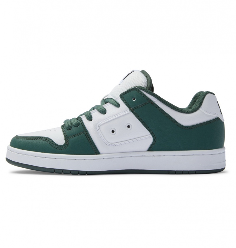 White / Dark Olive DC Shoes Manteca - Leather Shoes | CDV-629370