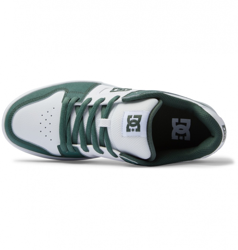 White / Dark Olive DC Shoes Manteca - Leather Shoes | CDV-629370